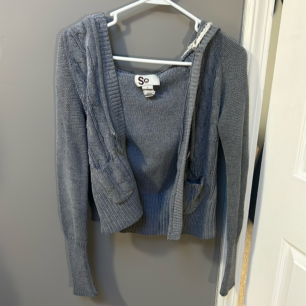 Grey knit cardigan